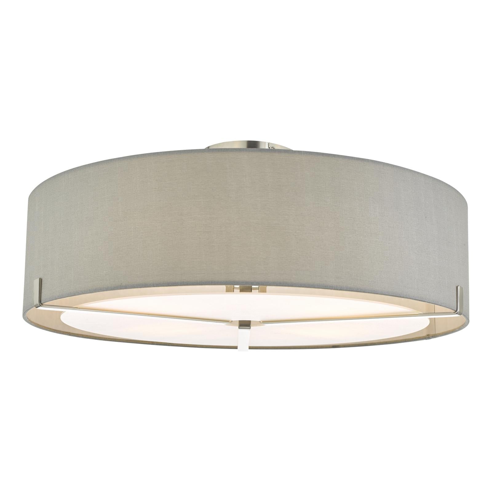 Santino 3 Light Semi Flush Satin Chrome With Grey Shade