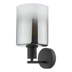 Savannah Wall Light Matt Black and Smoked Glass