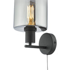 Savannah Wall Light Matt Black and Smoked Glass