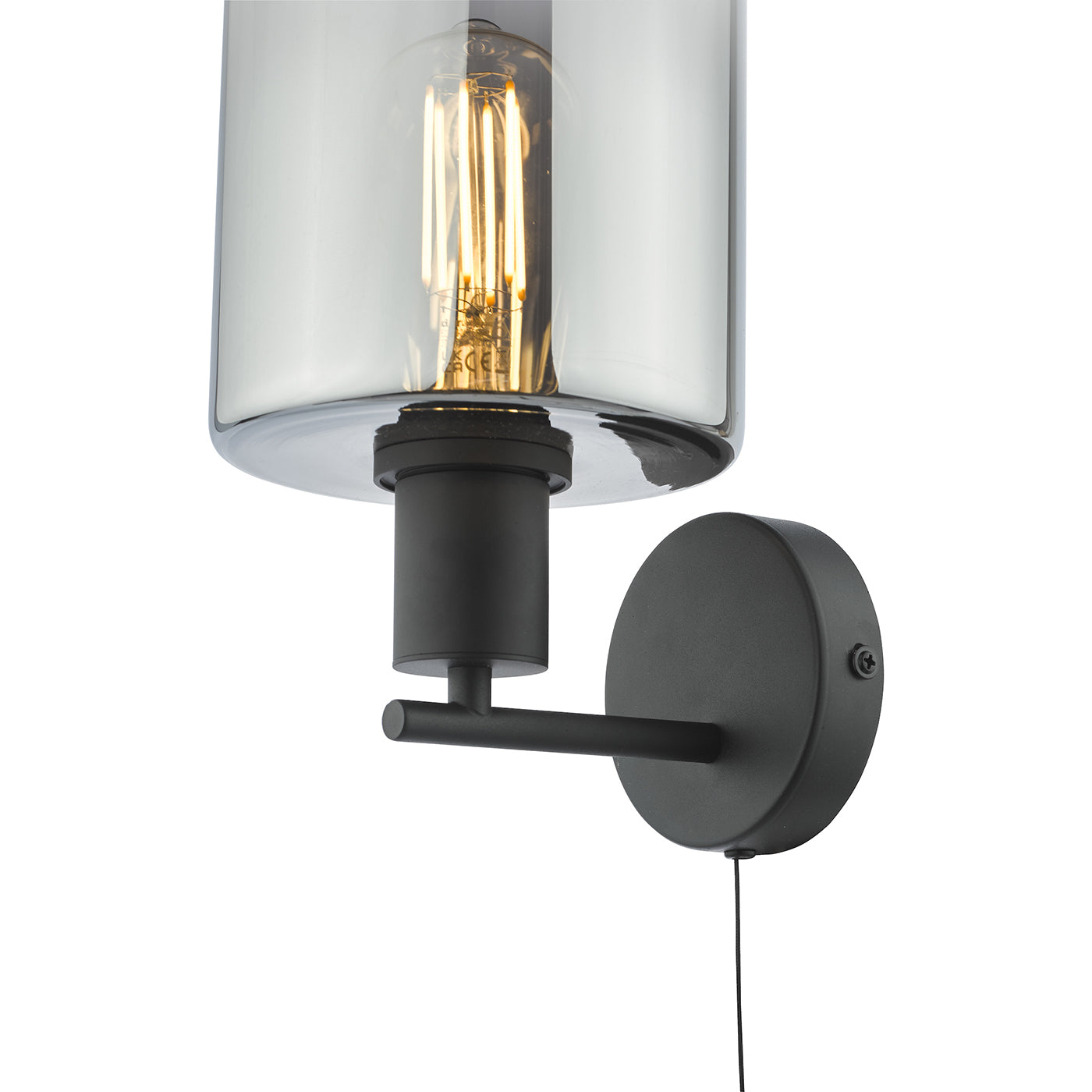Savannah Wall Light Matt Black and Smoked Glass