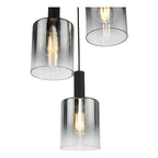Savannah 3 Light Cluster Pendant Matt Black and Smoked Glass