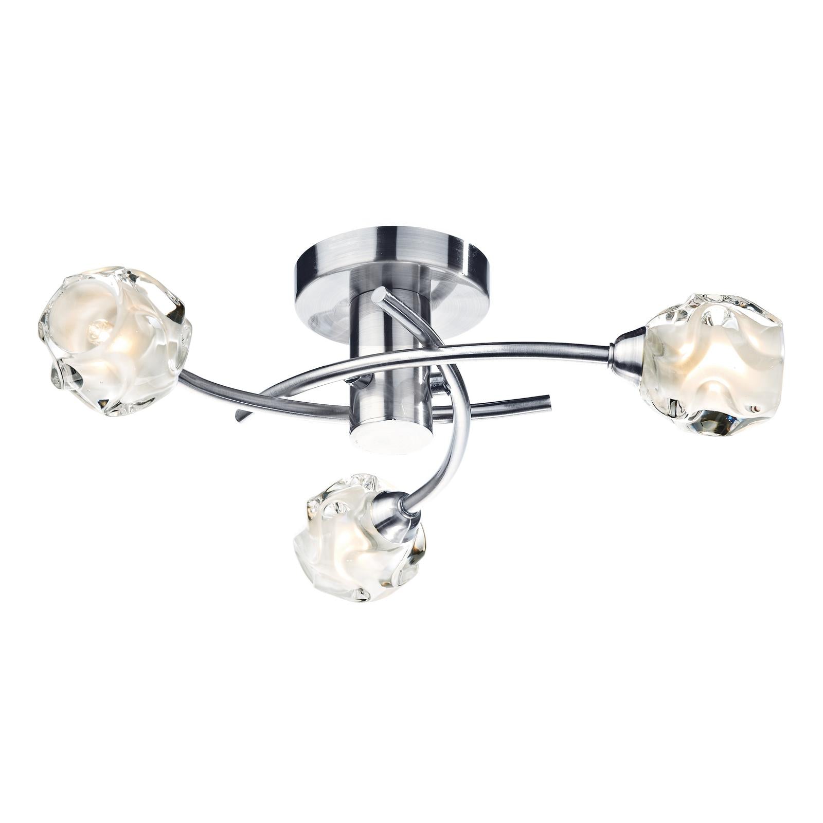 Seattle 3 Light Flush Satin Chrome Glass