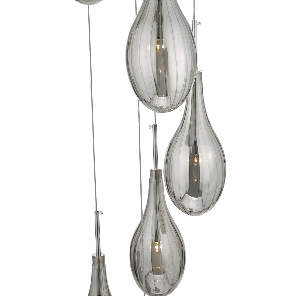 Seta 6 Light Cluster Pendant Polished Chrome Smoked Glass