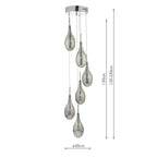 Seta 6 Light Cluster Pendant Polished Chrome Smoked Glass