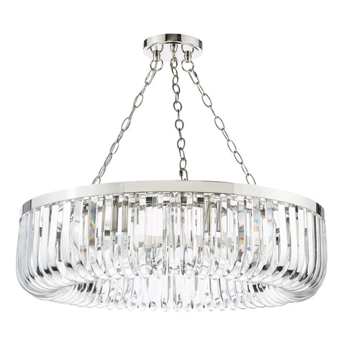 Sigourney 8 Light Pendant Polished Nickel and Crystal
