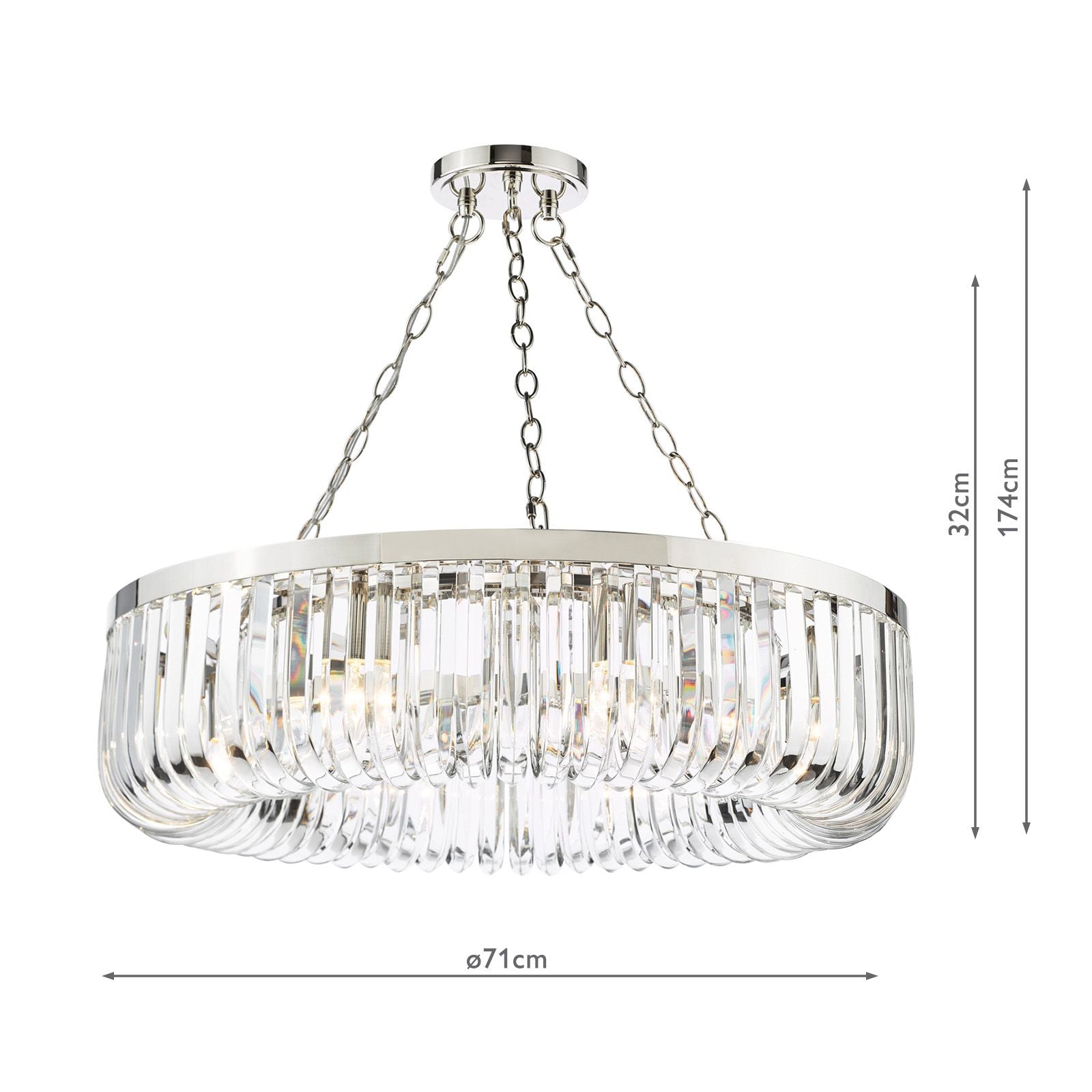 Sigourney 8 Light Pendant Polished Nickel and Crystal