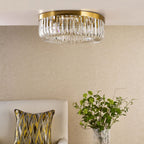 Sigourney 6 Light Flush Satin Gold and Crystal