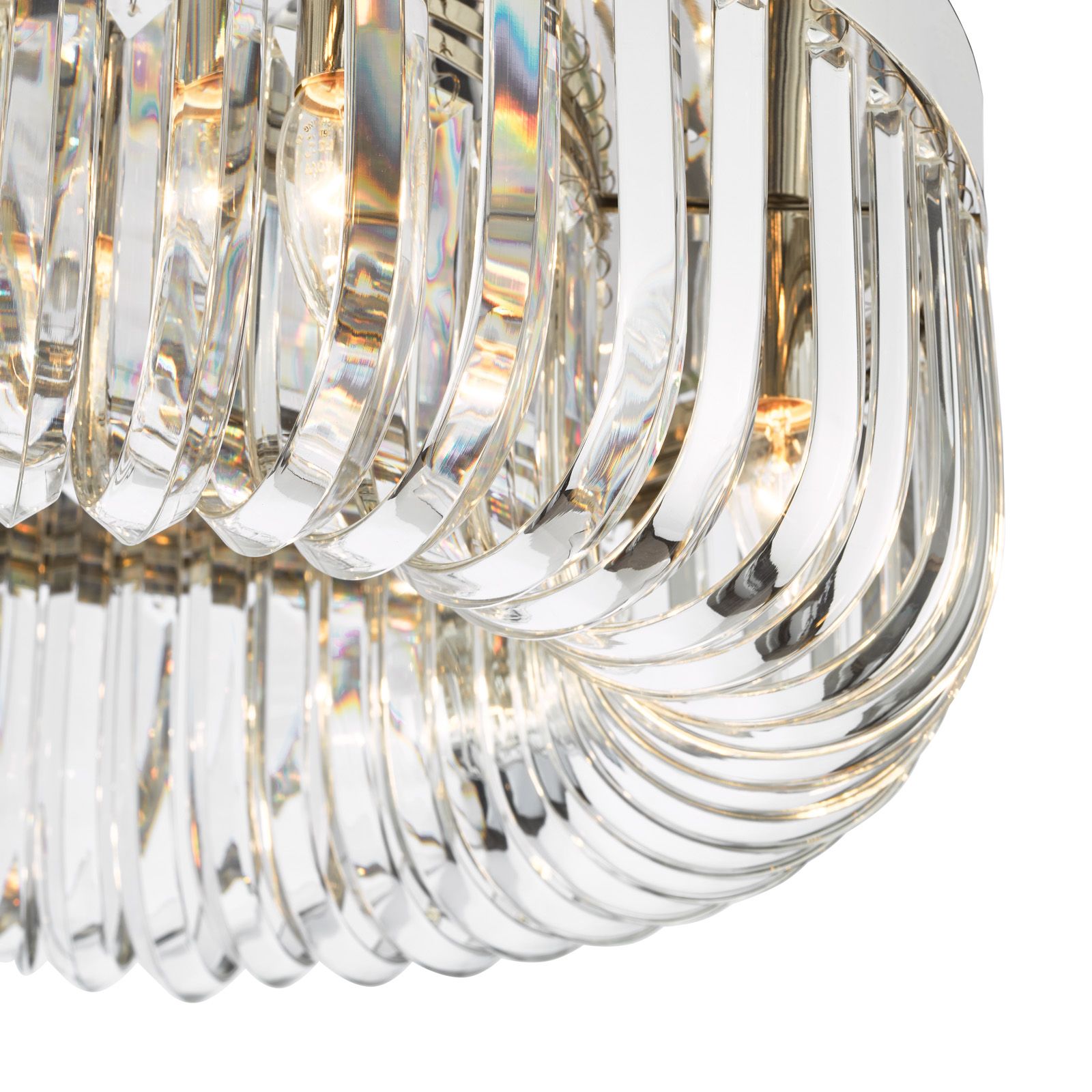 Sigourney 6 Light Flush Polished Nickel and Crystal
