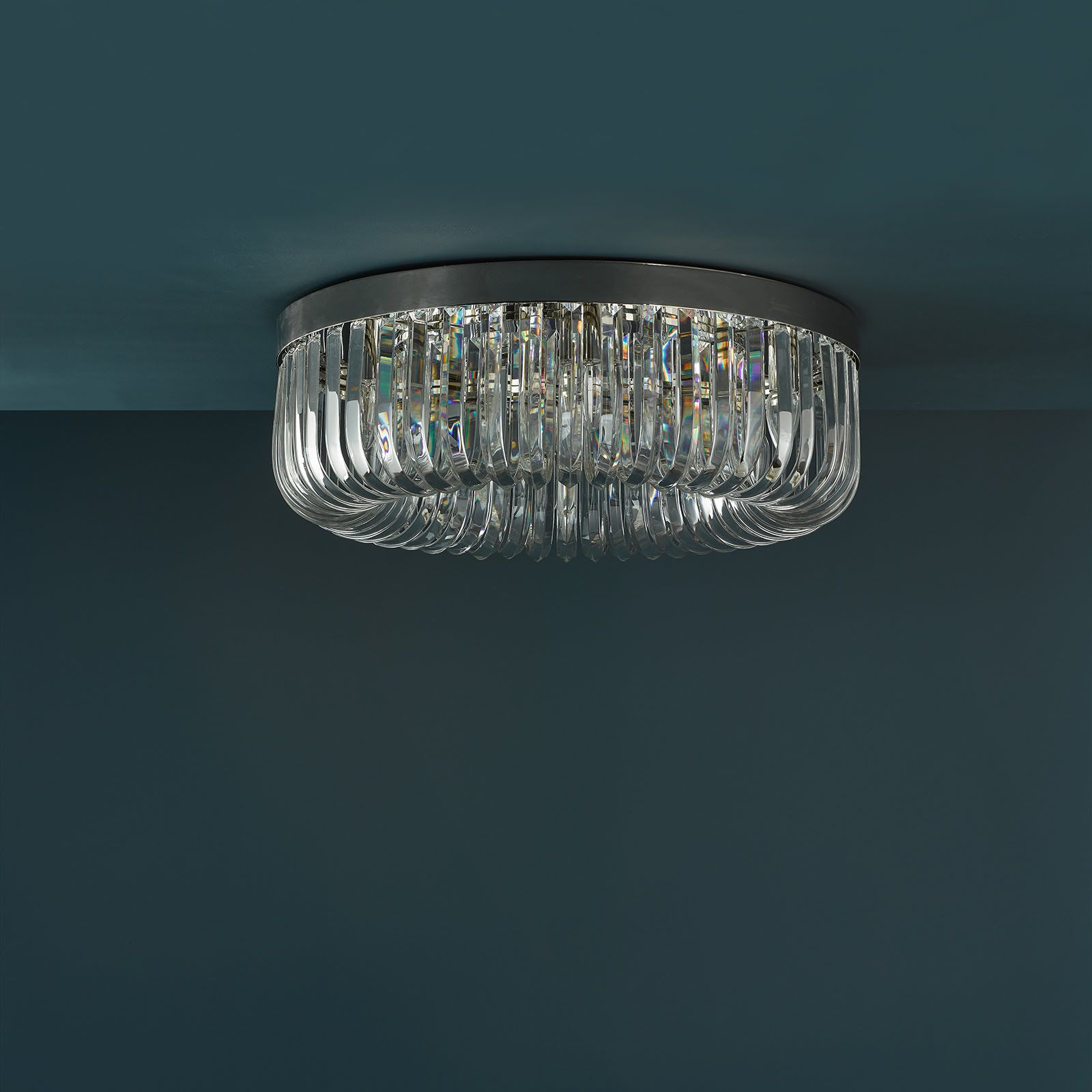 Sigourney 6 Light Flush Polished Nickel and Crystal