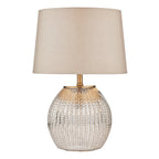 Sonia Dual Light Table Lamps Antique Brass & Silver Glass With Shade