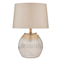 Sonia Dual Light Table Lamps Antique Brass & Silver Glass With Shade