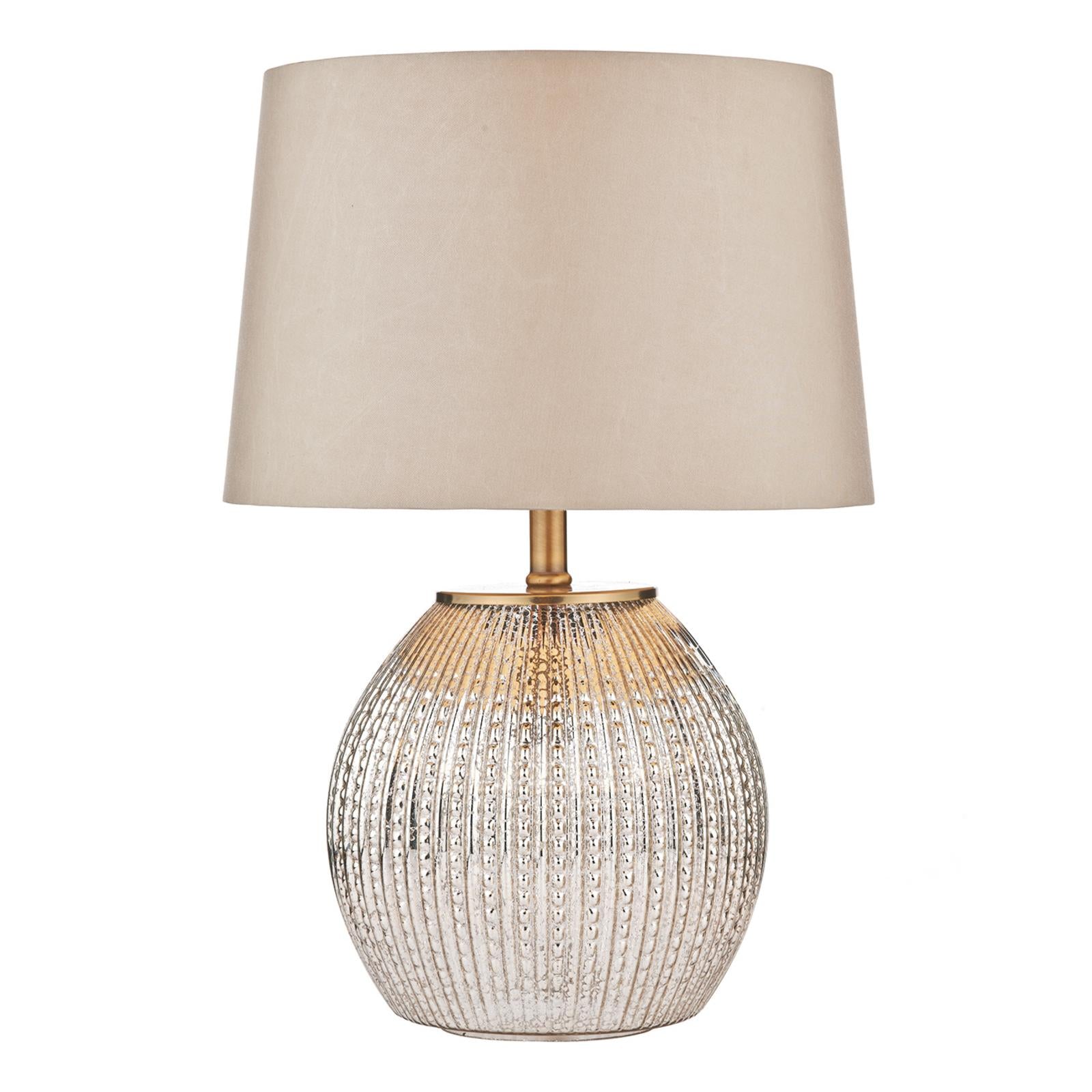 Sonia Dual Light Table Lamps Antique Brass & Silver Glass With Shade