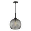 Soren 1 Light Pendant Black And Smoked Textured Glass