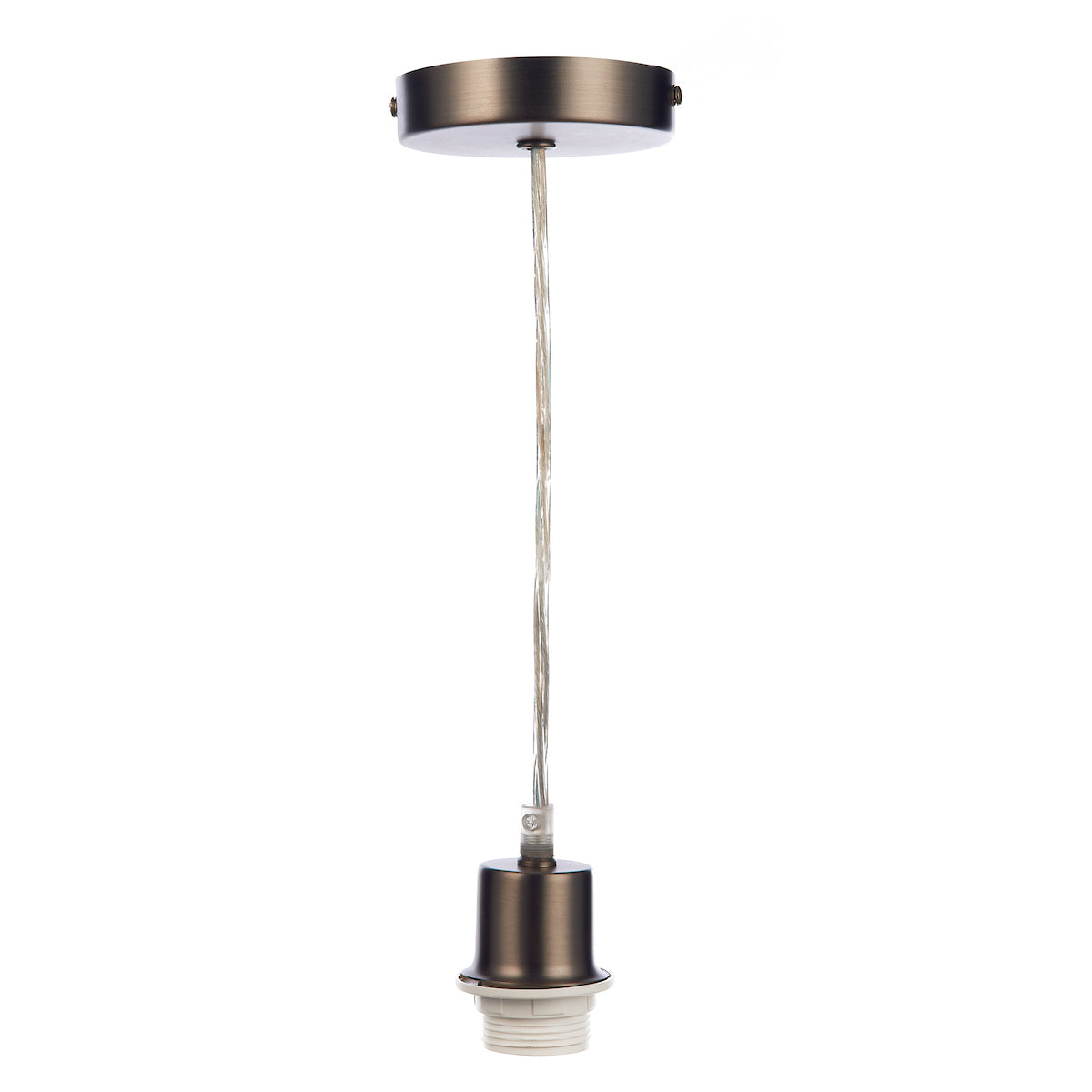 1 Light Antique Chrome E27 Suspension With Clear Cable
