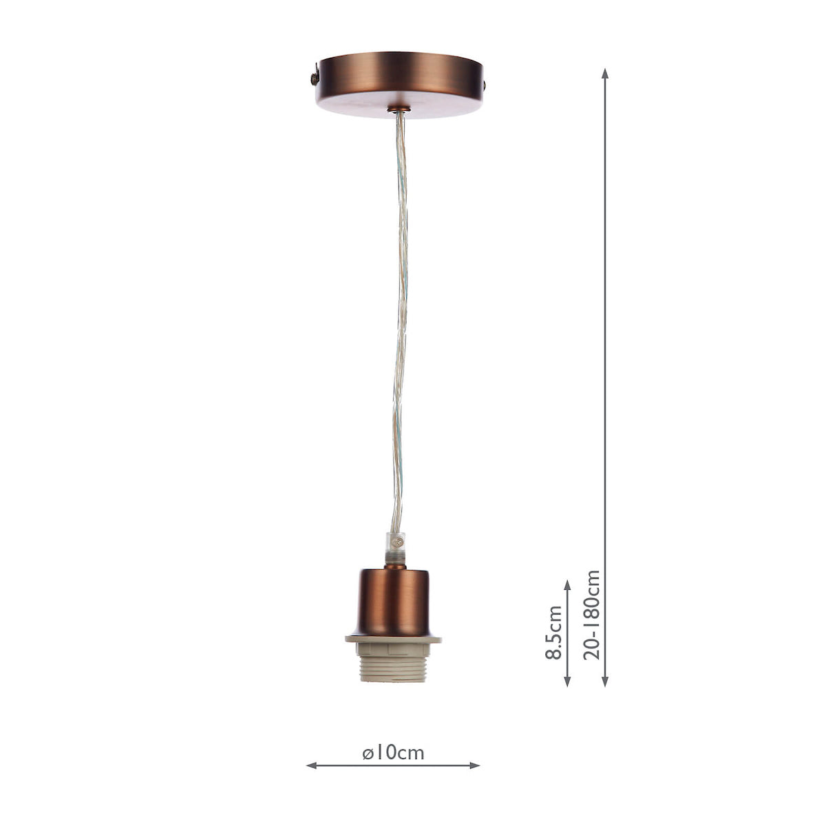 1 Light Aged Copper E27 Suspension With Clear Cable