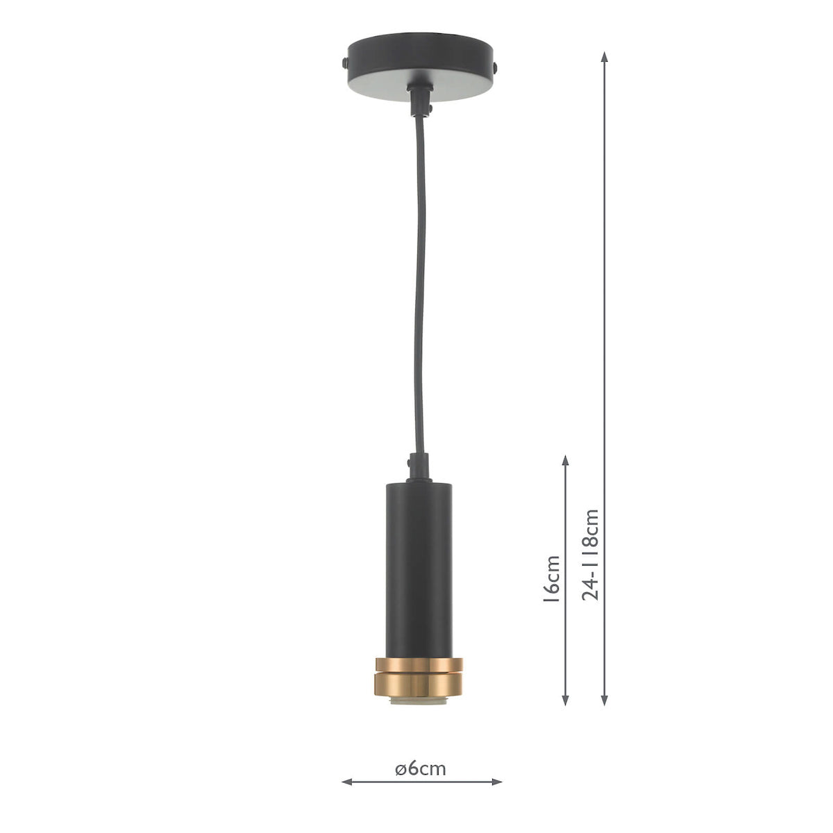 Accessory 1 Light E27 Suspension Matt Black And Bronze