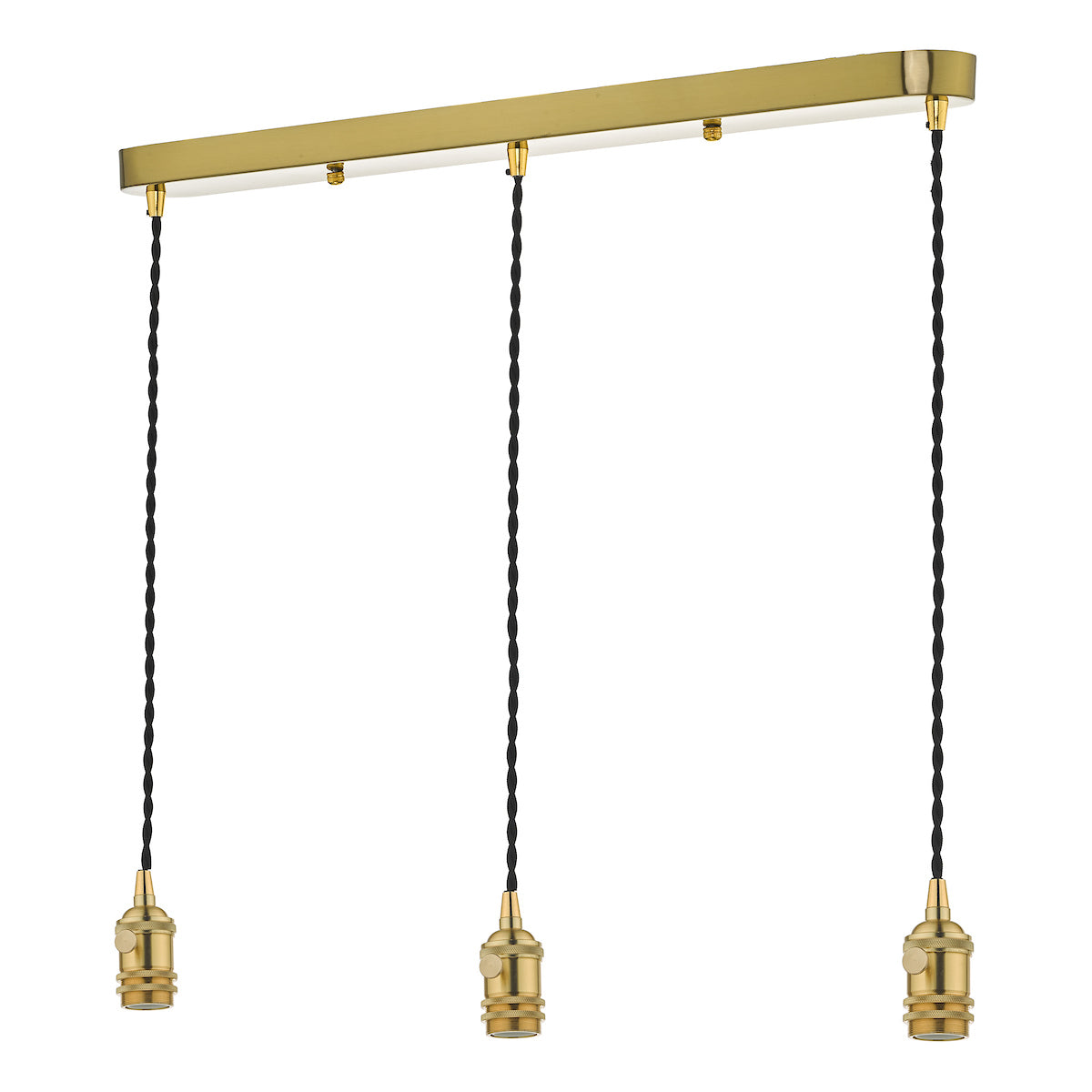 3 Light Bar Suspension Brass With Black Cable