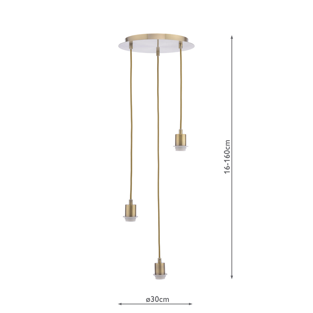 3 Light Antique Brass E27 Suspension Cluster