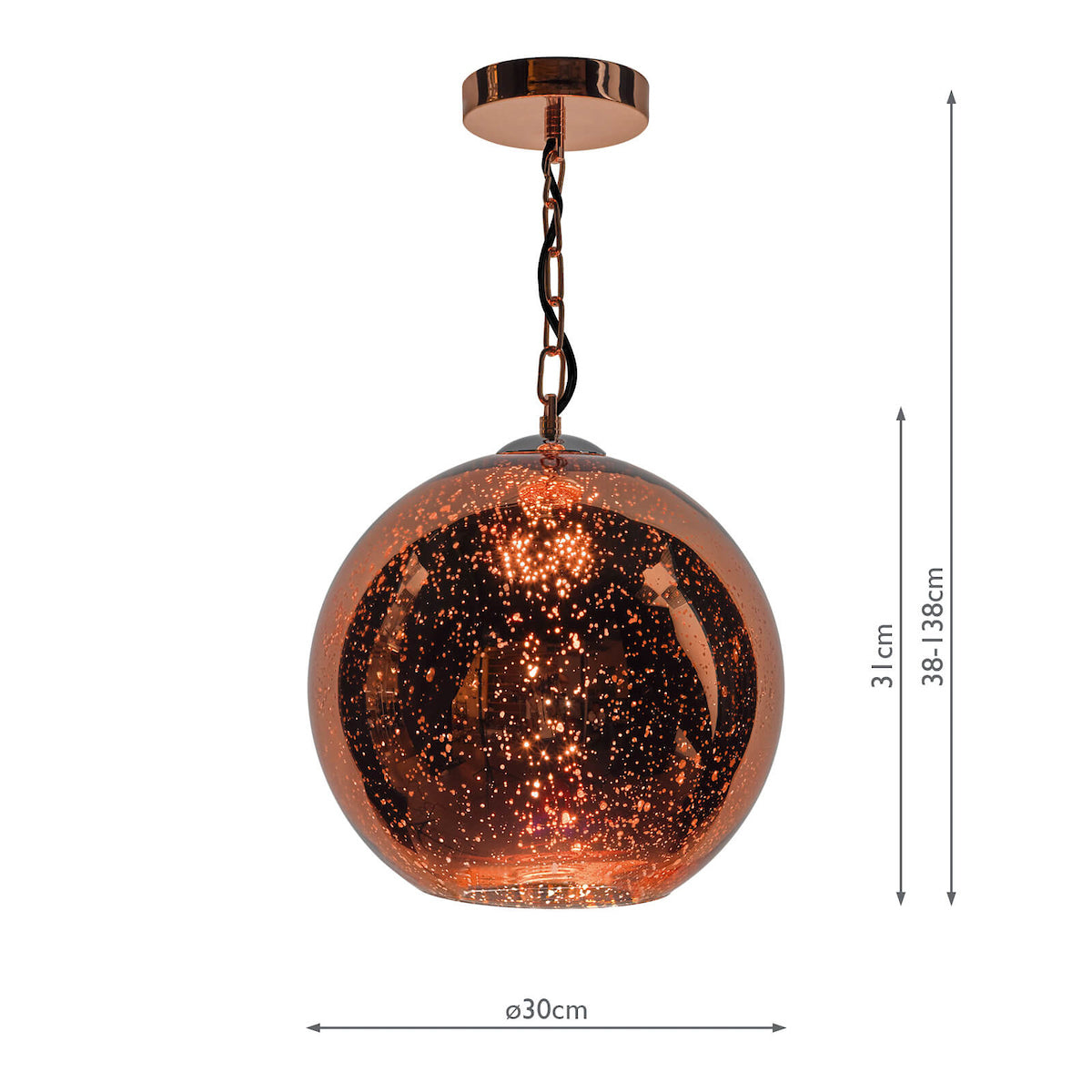 Speckle 1 Light Electro Plated Pendant Copper Finish