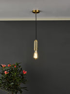 1 Light Knurled Brass E27 Suspension