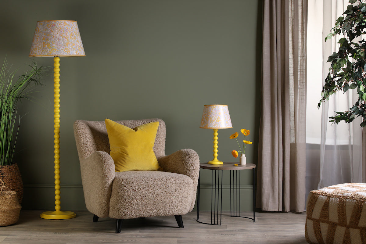 Spool Floor Lamp Gloss Yellow Base Only