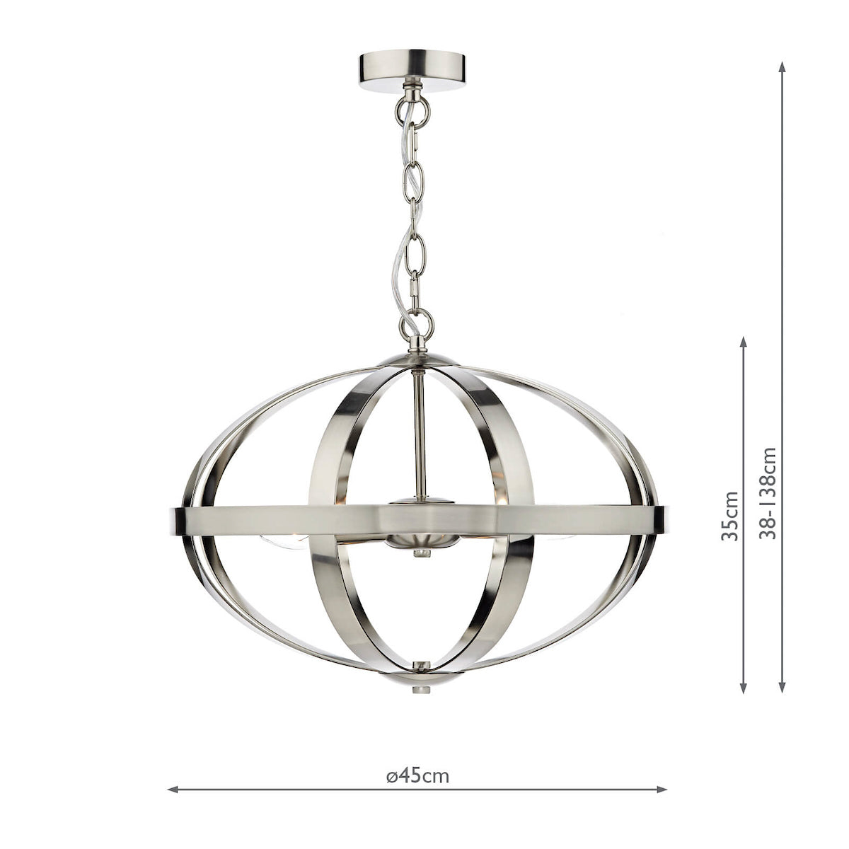 Symbol 3 Light Pendant Satin Chrome