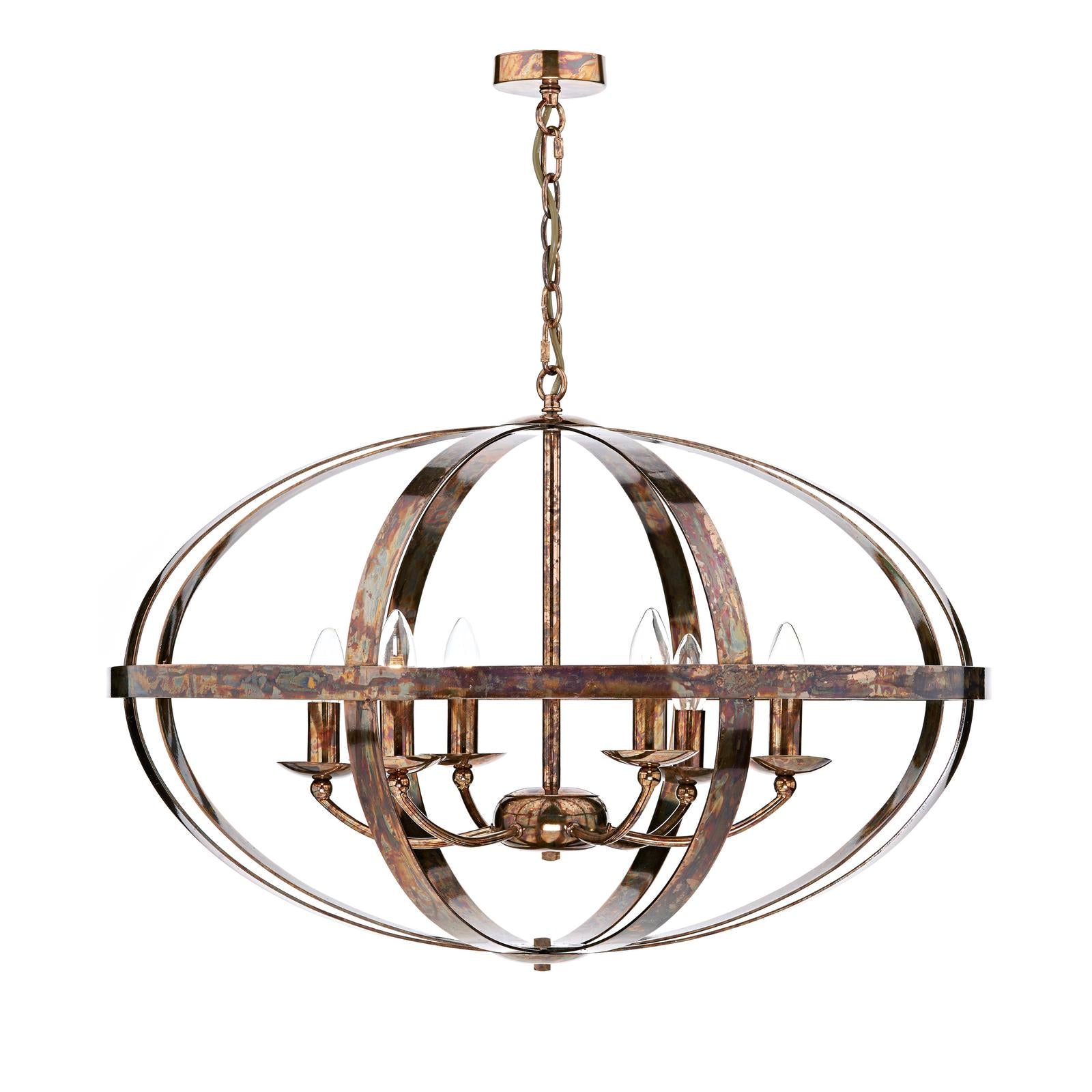 Symbol 6 Light Pendant Petrol Copper