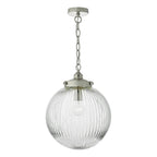 Bathroom pendant light with ribbed glass shade IP44