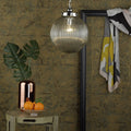 Ribbed glass pendant light in satin nickel finish