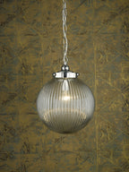 Tamara Pendant Satin Nickel & Ribbed Glass