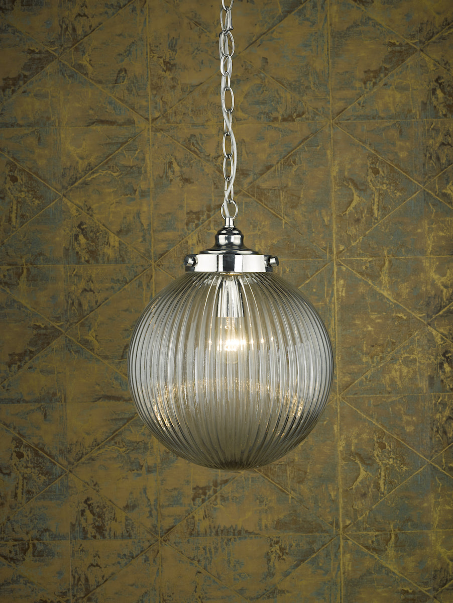 Tamara Pendant Satin Nickel & Ribbed Glass