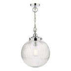 Tamara Bathroom Pendant Polished Chrome Ribbed Glass IP44