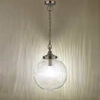 Tamara Bathroom Pendant Polished Chrome Ribbed Glass IP44