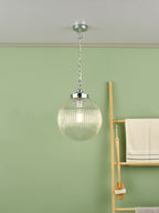 Tamara Bathroom Pendant Polished Chrome Ribbed Glass IP44
