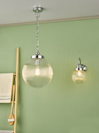 Tamara Bathroom Pendant Polished Chrome Ribbed Glass IP44