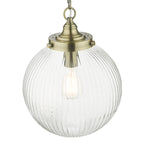 Tamara 1 Light Single Pendant Antique Brass Ribbed Glass