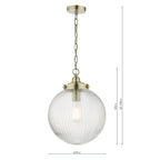 Tamara 1 Light Single Pendant Antique Brass Ribbed Glass