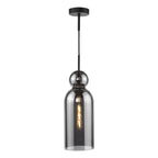 Matt black smoked glass pendant light on white background