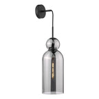 Matt black smoked glass pendant light on white background
