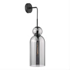 Matt black smoked glass pendant light on white background