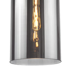 Matt black smoked glass pendant light on white background