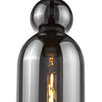 Matt black smoked glass pendant light on white background