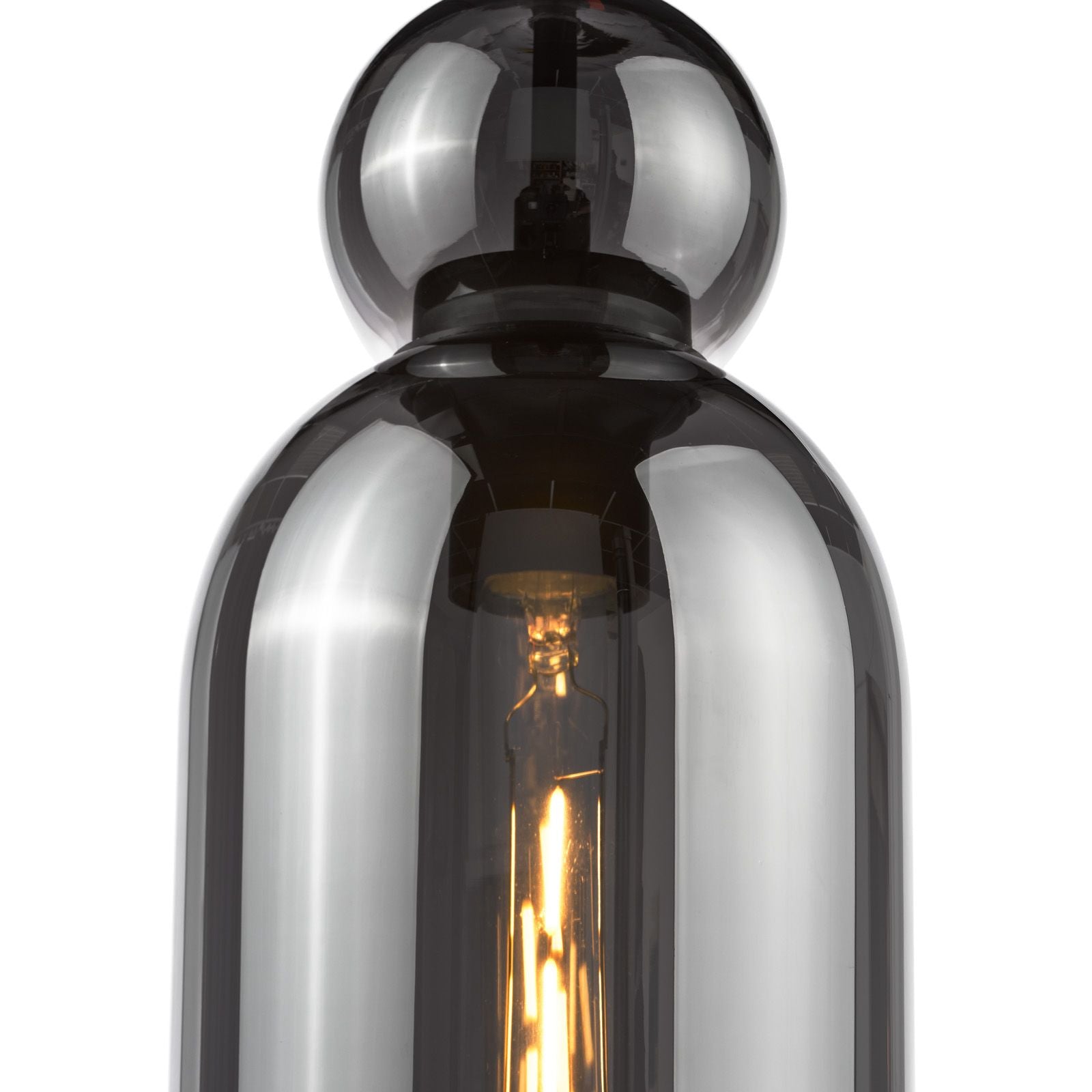 Matt black smoked glass pendant light on white background