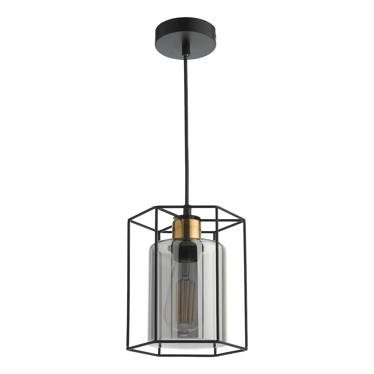 Tatum Pendant Matt Black and Smoked Glass