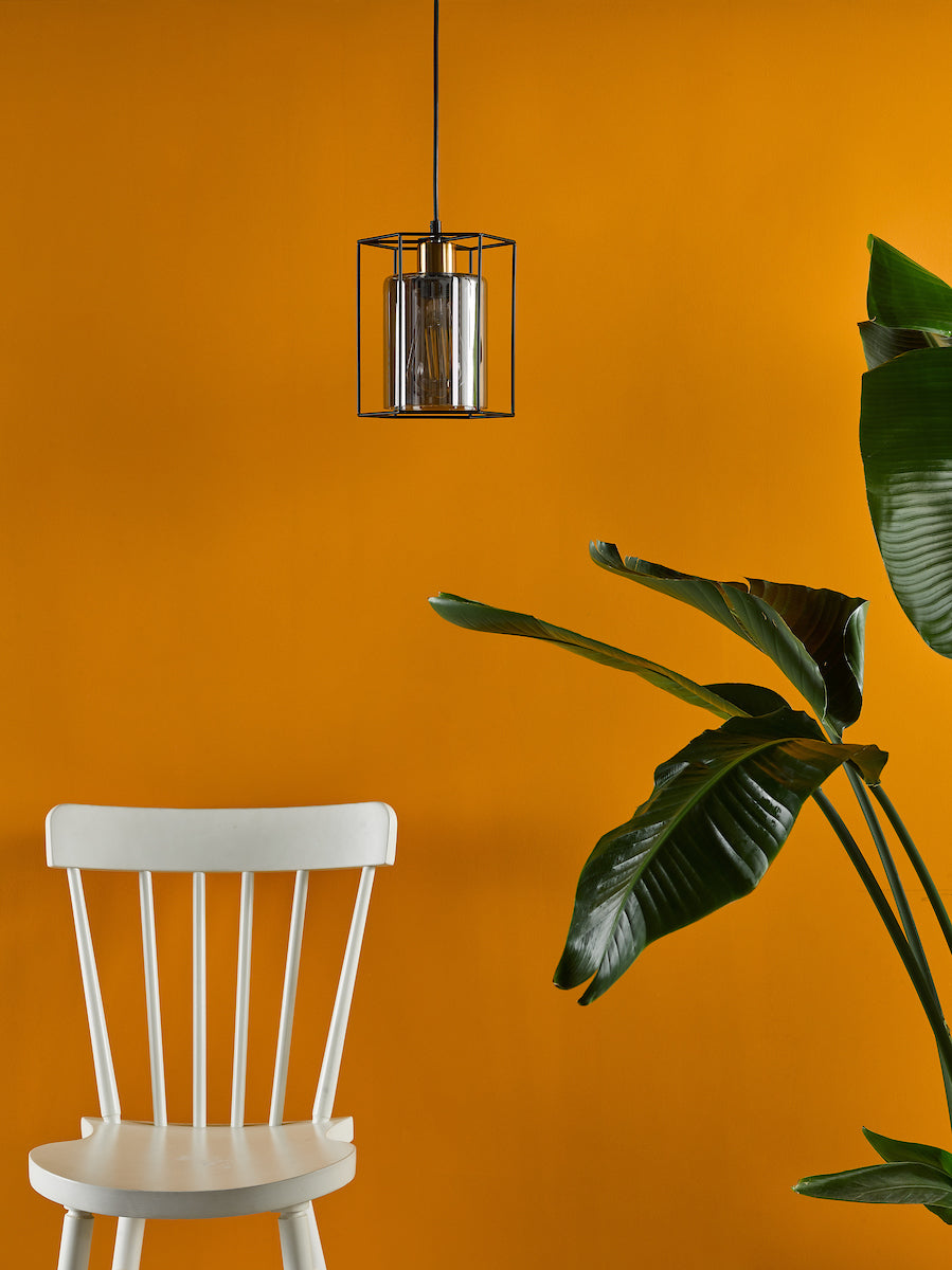 Tatum Pendant Matt Black and Smoked Glass