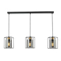 Tatum 3 Light Bar Pendant Matt Black and Smoked Glass