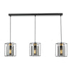 Tatum 3 Light Bar Pendant Matt Black and Smoked Glass