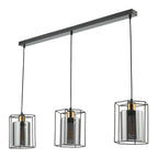 Tatum 3 Light Bar Pendant Matt Black and Smoked Glass