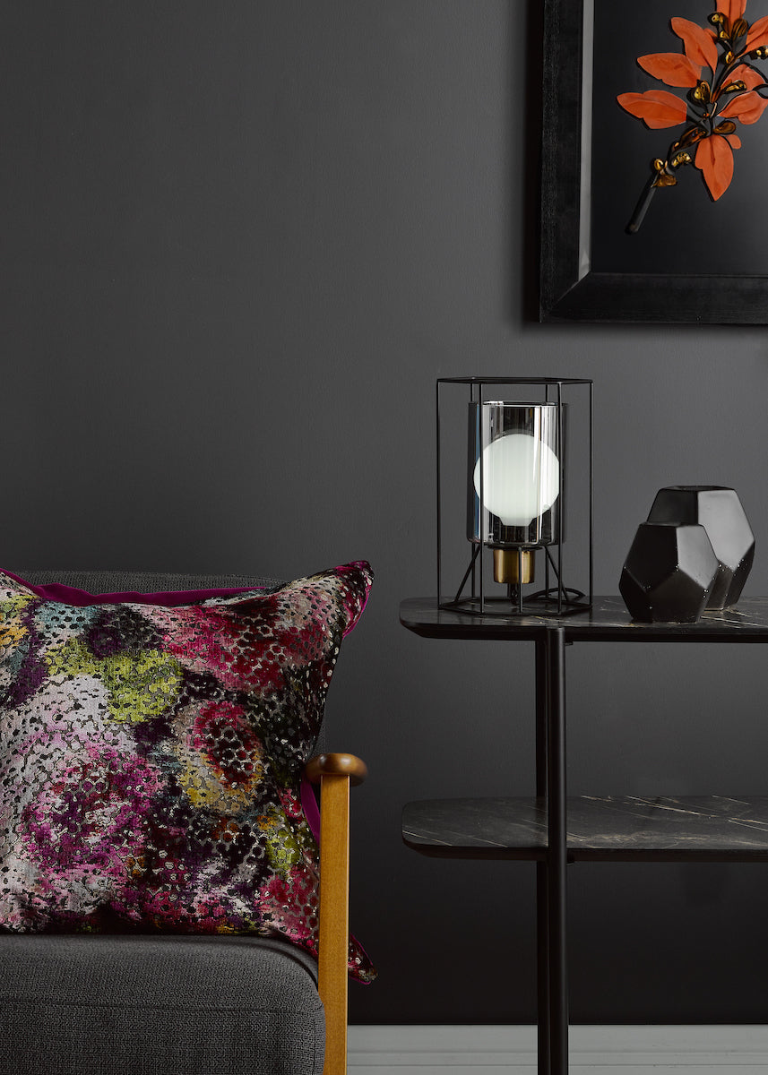 Tatum Table Lamp Matt Black and Smoked Glass