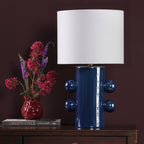 Tisha Table Lamp Blue Ceramic and Antique Brass With Shade